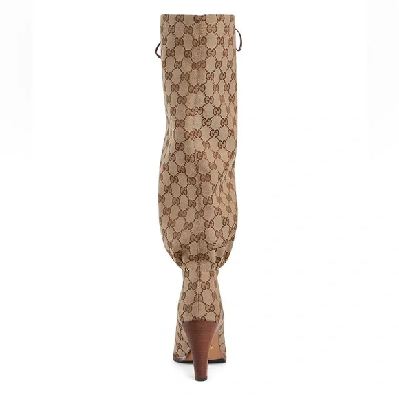 GUCCI Lisa GG Canvas Mid-Heel Boots - Picture 2 of 11